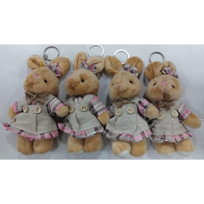 PELUŞ KIZ ELBİSELİ TAVŞAN ANAHTARLIK 12'Lİ PAKET KOD 6120
