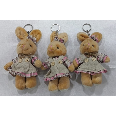 ELBİSELİ PELUŞ TAVŞAN ANAHTARLIK 12'Lİ PAKET KOD 6120