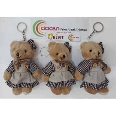 PELUŞ KIZ ELBİSELİ AYI ANAHTARLIK 12'Lİ PAKET KOD 6257